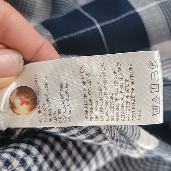 Anthropologie Pilcro Boyfriend Plaid Shirt Sz XS/S Oversized Blue Button Down - Picture 12 of 13